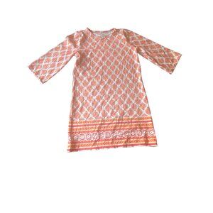 Cabana Life Girls Orange and White Patterned Casual Dress